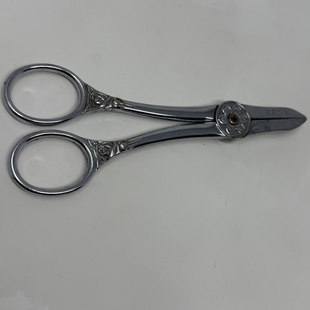 Vintage Wiss Flower Shears FH4 Ornate Floral Embossed Garden Scissors Newark NJ